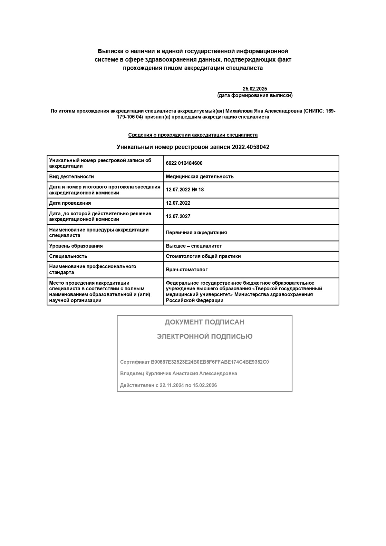 Михайлова Яна Александровна 0
